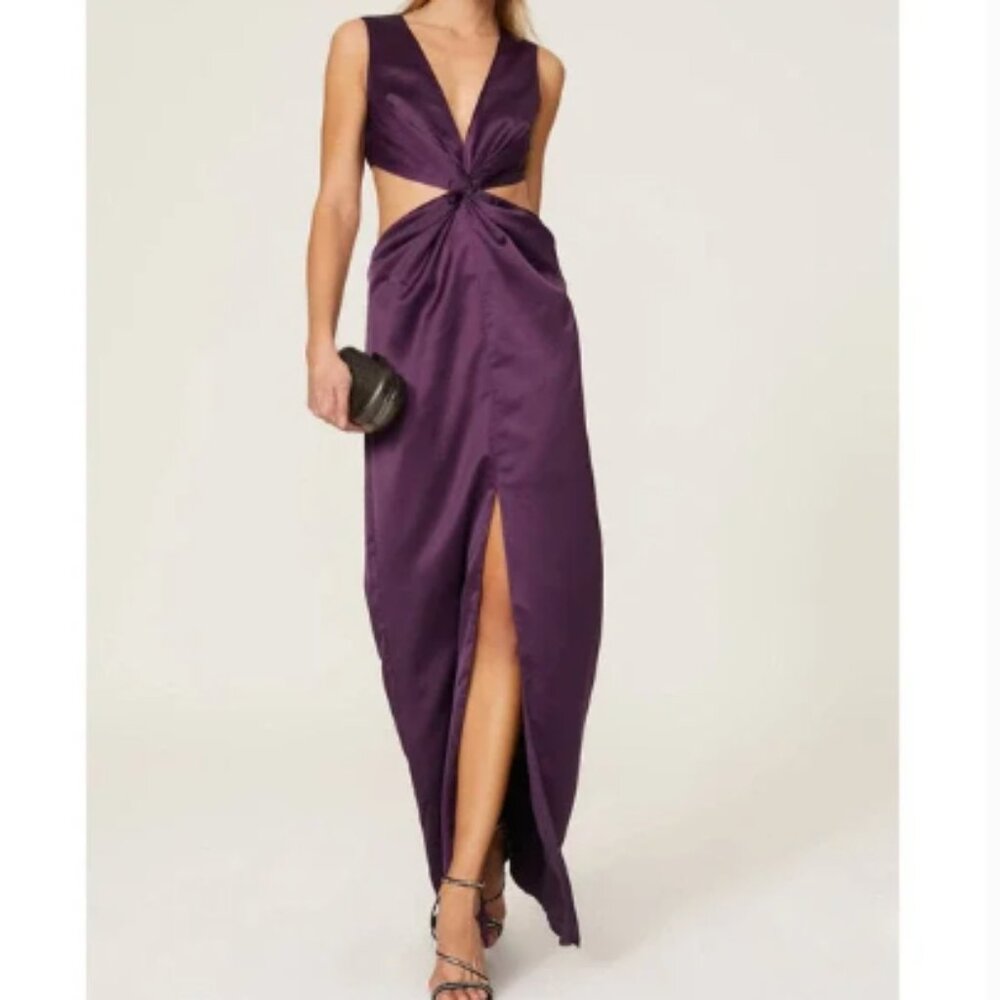 One33 Social Cutout Dress Satin Gown Purple